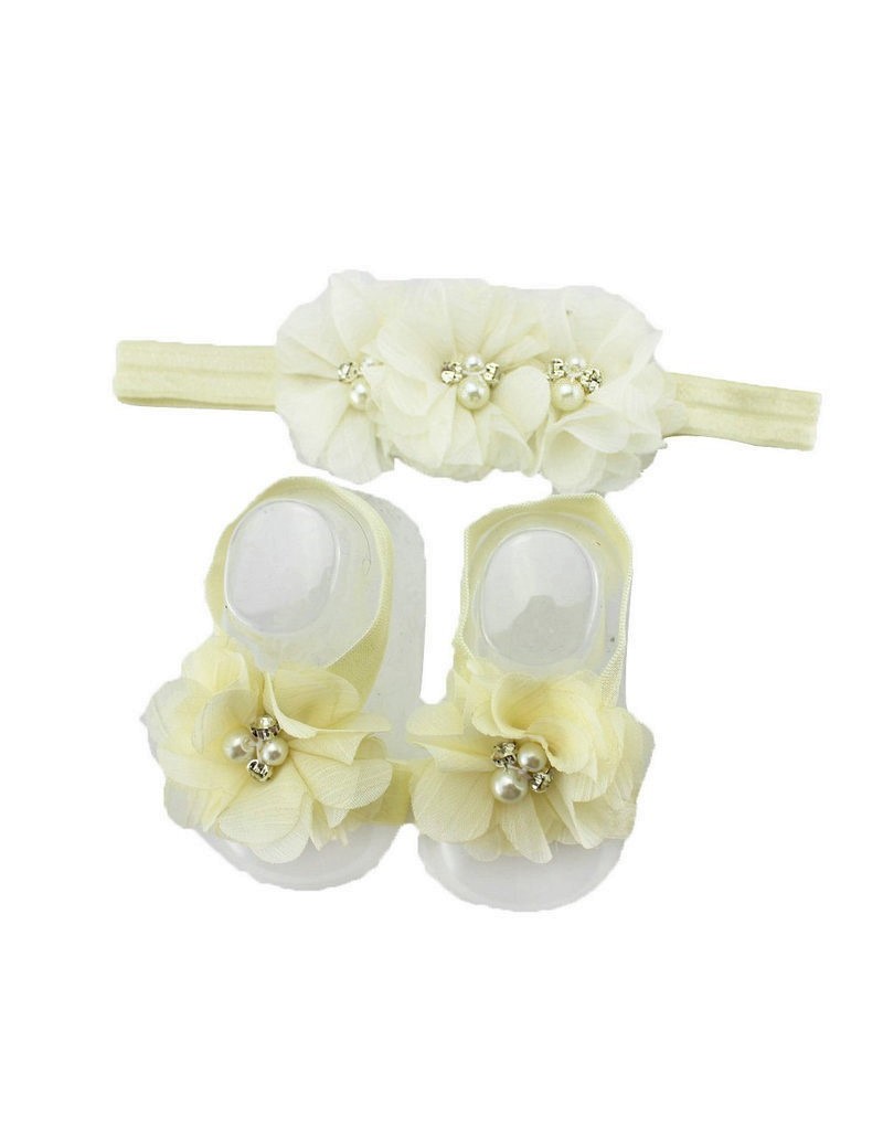 Bandeau et chevillère romantiques à fleur ivoire et perle