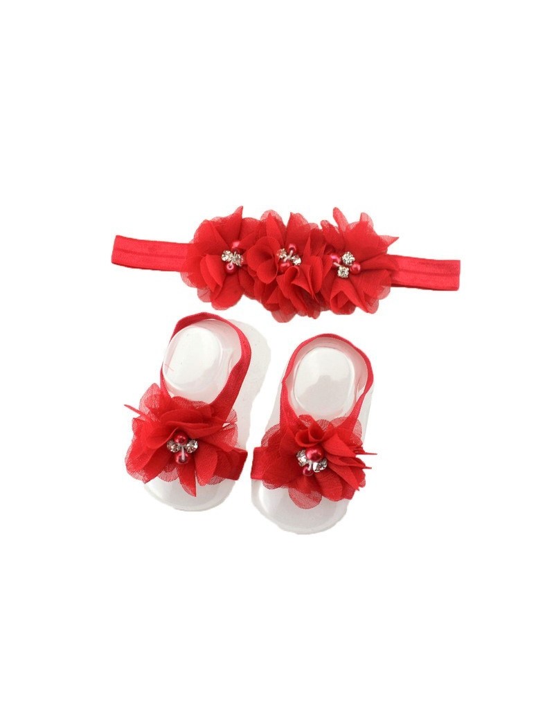 Bandeau et chevillère romantiques à fleur rouge et perle