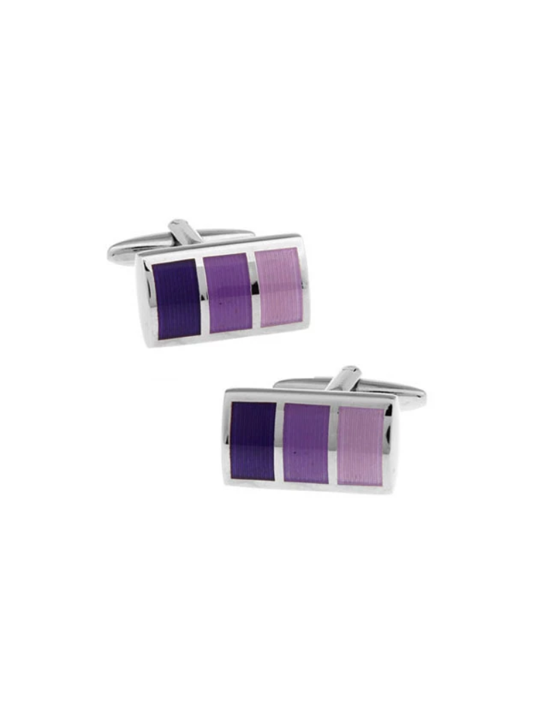 Boutons de manchette rectangle dégradé bleu/violet/rose